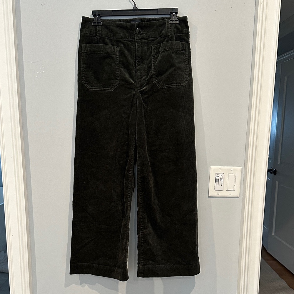 Maeve Colette Dark Green Wide Leg Corduroy Pants Size 29
